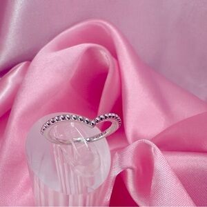PANDORA Beaded Wishbone Ring – Sterling Silver Simple & Elegant Stacking Ring